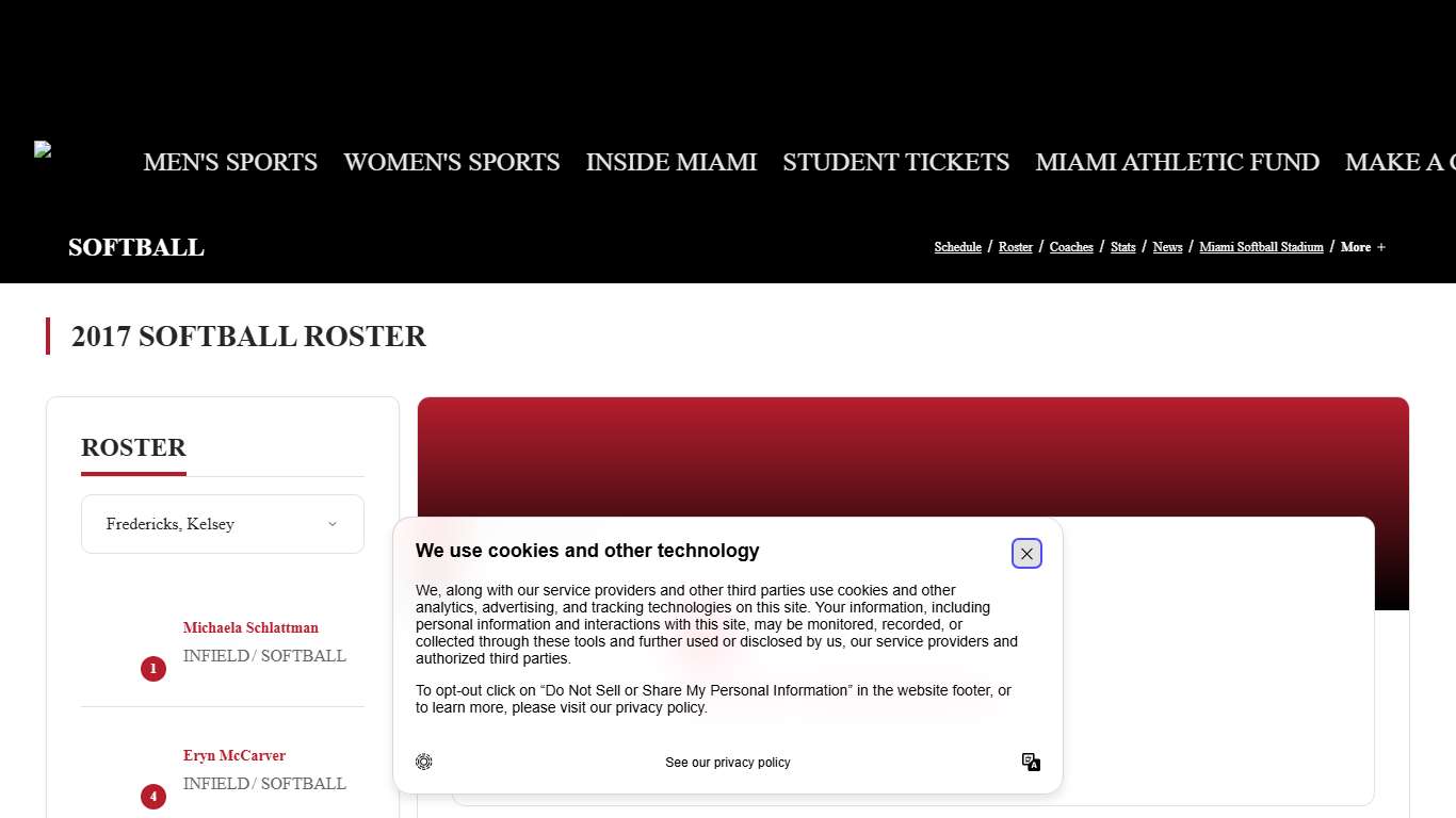 Kelsey Fredericks - Softball - Miami University RedHawks